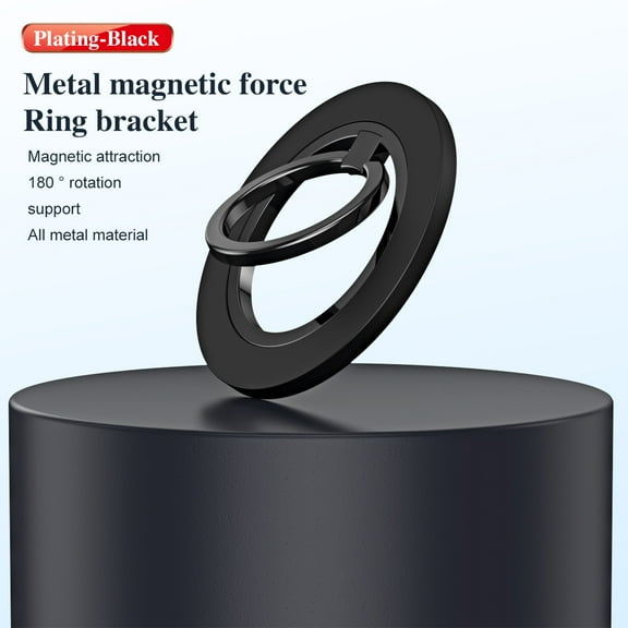 Dteck Magnetic Phone Ring Holder for MagSafe, Strong Magnet Phone Grip Stand Holder Adjustable Rotating Kickstand for iPhone 15/14/13/12 MagSafe Cases,Plating-Black