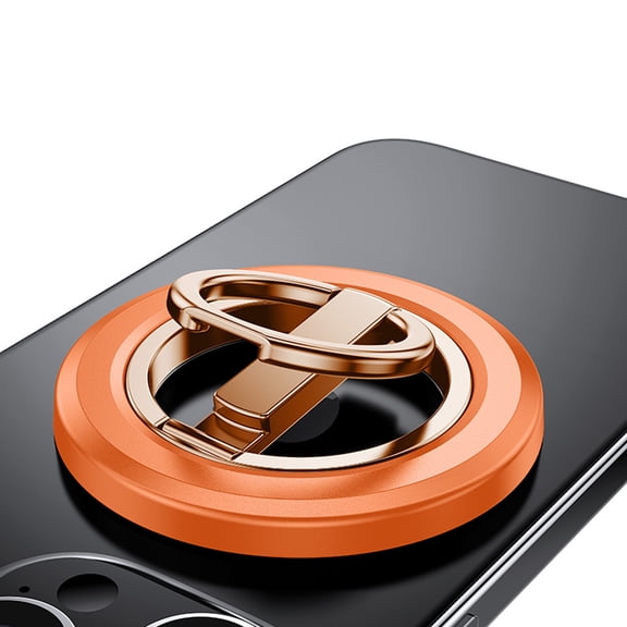 Dteck Magnetic Phone Ring Holder , Metal Ring Holder 360° Rotation Magnet Grip Ring Stand Finger Kickstand Compatible with for iPhone 17 Pro Max 16 15 14 13 12 Pro,MagSafe Accessories,Orange