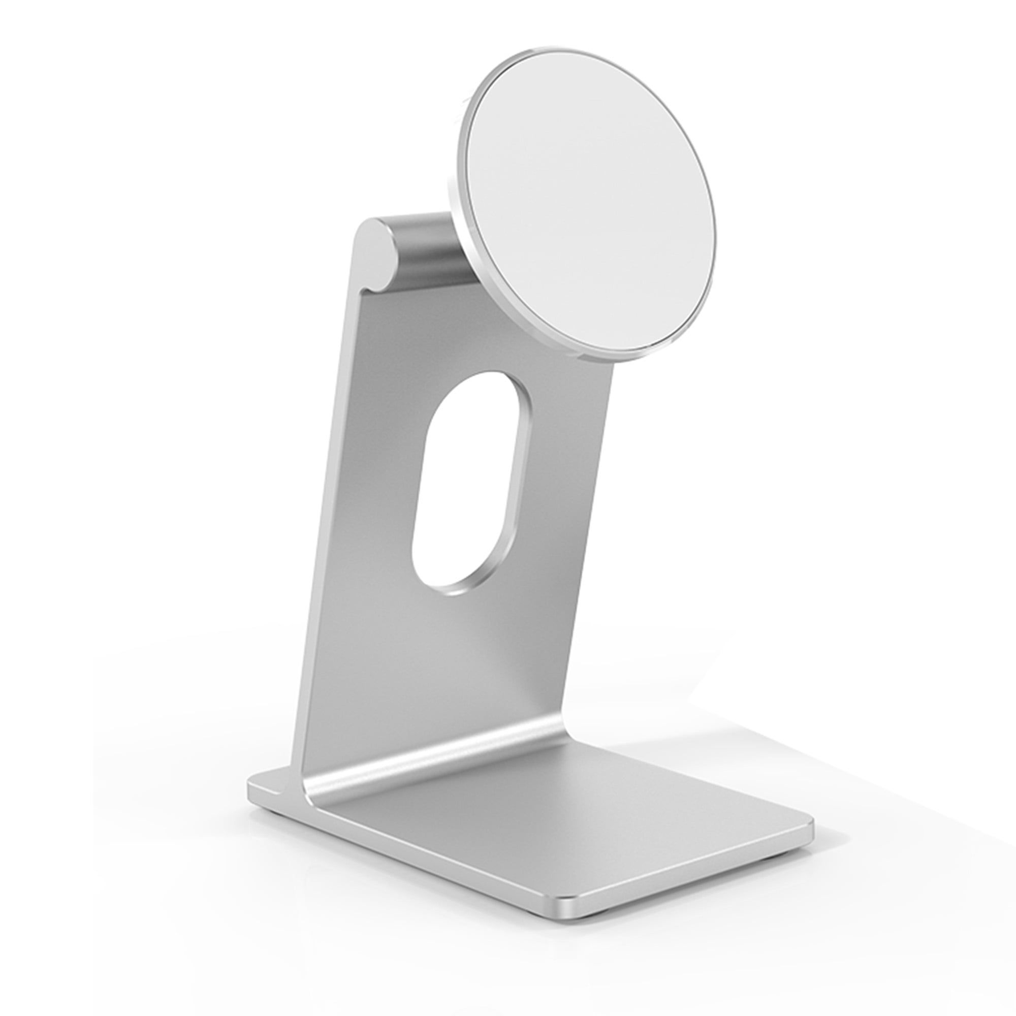 Dteck Magnetic Phone Stand, Adjustable Sturdy Phone Stand & Tablet Stand for Desk, Strong Magnetic, Compatible with MagSafe Charger (MagSafe is not included), Silver