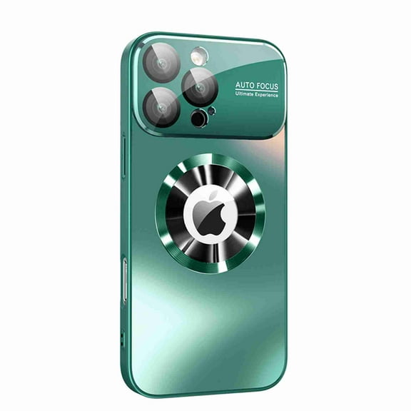 Dteck Magnetic Plating for iPhone 17 Pro Case, Compatible with MagSafe Accessory Drop Full Camera Lens Protector Large Window Logo View Dust-Proof Matte Shockproof Cover, Darkgreen