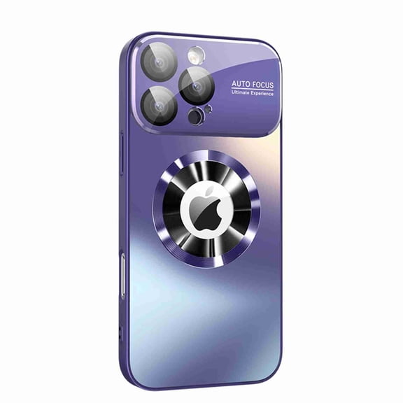 Dteck Magnetic Plating for iPhone 17 Pro Max Case, Compatible with MagSafe Accessory Drop Full Camera Lens Protector Large Window Logo View Dust-Proof Matte Shockproof Cover, Darkpurple