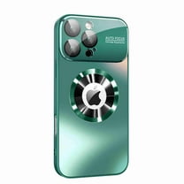 Dteck Magnetic Plating for iPhone 17 Pro Max Case, Compatible with MagSafe Accessory Drop Full Camera Lens Protector Large Window Logo View Dust-Proof Matte Shockproof Cover, Darkgreen