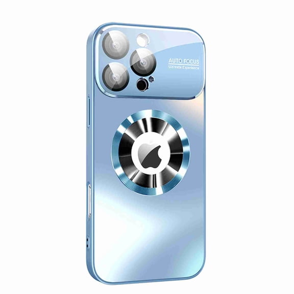 Dteck Magnetic Plating for iPhone Air Case, Compatible with MagSafe Accessory Drop Full Camera Lens Protector Large Window Logo View Dust-Proof Matte Shockproof Cover, Blue