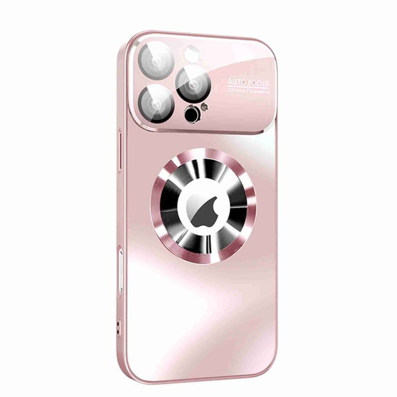Dteck Magnetic Plating for iPhone Air Case, Compatible with MagSafe Accessory Drop Full Camera Lens Protector Large Window Logo View Dust-Proof Matte Shockproof Cover, Pink