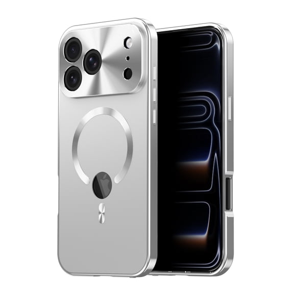 Dteck Magnetic Privacy Screen Case for iPhone 17, Full Body Shockproof Metal Bumper Front Anti Peep Glass, Magnetic Compatible with Magsafe Accessory and Full Lens Protection Cover, Silver