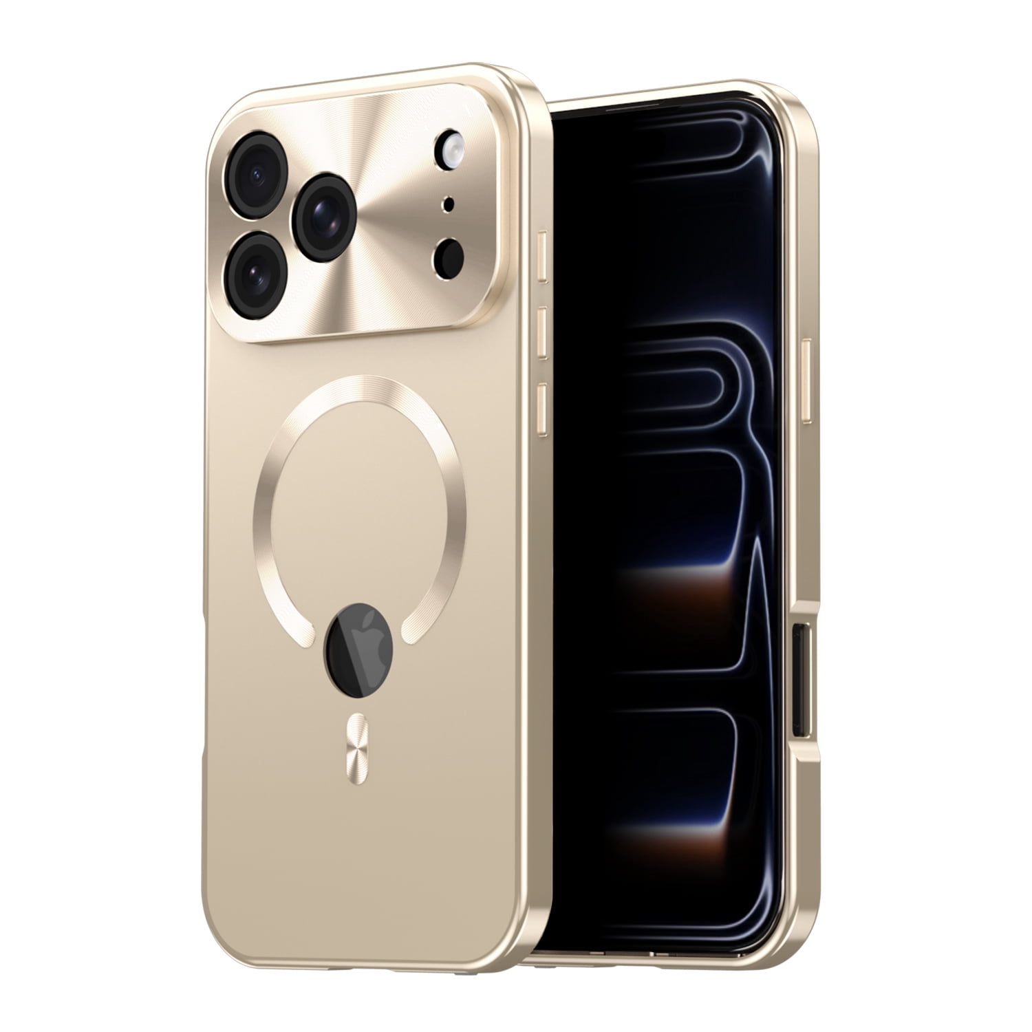 D-TECH iPhone 17 ProMax ソフトケース Dteck, Magnetic Privacy Screen Case for iPhone 17 Pro Max, Gold