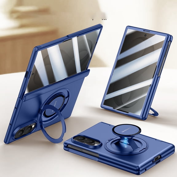 Dteck Magnetic Ring Stand Privacy Screen Protector For Samsung Galaxy Z Fold 8, Shockproof Full Hinge Protection Cover, Blue