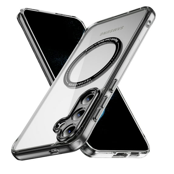 Dteck Magnetic for Samsung Galaxy S23 Case Electroplated TPU Frame Compatible with MagSafe Hard PC Clear Back Shockproof Phone Cover for Samsung Galaxy S23,Black