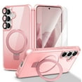 thumbnail image 1 of Dteck Magnetic for Samsung Galaxy S25 Case with Screen Protector Camera Lens Cover, Compatible with MagSafe, Military Grade Drop Ring Holder Translucent Slim Hard Back Soft Edge,Pink, 1 of 9