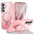 thumbnail image 1 of Dteck Magnetic for Samsung Galaxy S25+ / S25 Plus Case with Screen Protector Camera Lens Cover, Compatible with MagSafe, Military Grade Drop Ring Holder Translucent Slim Hard Back Soft Edge,Pink, 1 of 9