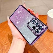 Dteck Magnetic for Samsung Galaxy S26 Ultra Case, Shockproof Glitter Bling Paper Gradient Sparkly Shiny Diamond Plated Frame Soft TPU Rubber Cover, Darkpurple