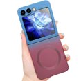 thumbnail image 1 of Dteck Magnetic for Samsung Galaxy Z Flip 5 Case [Compatible with Magsafe] with Camera Protection Soft TPU Slim Shockproof for Women Girls Gradient Phone Cover,Blue Red, 1 of 6