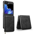 thumbnail image 1 of Dteck Magnetic for Samsung Galaxy Z Flip 7 Case with Detachable Wallet Zipper Pocket, Compatible with MagSafe, PU Leather Credit Card Holder Slot Protective Cover for Samsung Z Flip 7,Black, 1 of 4