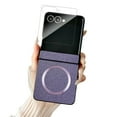 thumbnail image 1 of Dteck Magnetic for Samsung Galaxy Z Flip 7 Case with Hinge Protection & Screen Protector, Compatible with MagSafe, Ultra Thin Stylish Leather Matte PC Shockproof Cover for Galaxy Z Flip 7,Purple, 1 of 6
