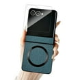 thumbnail image 1 of Dteck Magnetic for Samsung Galaxy Z Flip 7 Case with Hinge Protection & Screen Protector, Compatible with MagSafe, Ultra Thin Stylish Leather Matte PC Shockproof Cover for Galaxy Z Flip 7,Dark Blue, 1 of 5