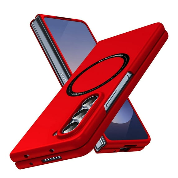 Dteck Magnetic for Samsung Galaxy Z Fold 7 Case, Compatible with MagSafe, Ultra Thin Hard PC Slim Fit Shockproof Phone Cover for Samsung Galaxy Z Fold7 5G 2025,Red