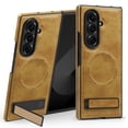 thumbnail image 1 of Dteck Magnetic for Samsung Galaxy Z Fold 7 Case with Stand, Compatible with Magsafe Accessory Built-in Invisible Kickstand Luxury PU Leather Anti Slip Slim TPU Shockproof Protective Case, Brown, 1 of 9