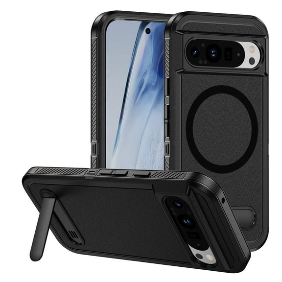 Dteck Magnetic & Seamless Stand for Google Pixel 8, Compatible with MagSafe, Military Grade Drop Protection, Slim Frosted Rugged Kickstand Phone Case for Google Pixel 8,Black