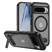 Dteck Magnetic & Seamless Stand for Google Pixel 8A, Compatible with MagSafe, Military Grade Drop Protection, Slim Frosted Rugged Kickstand Phone Case for Google Pixel 8A,Matte Black