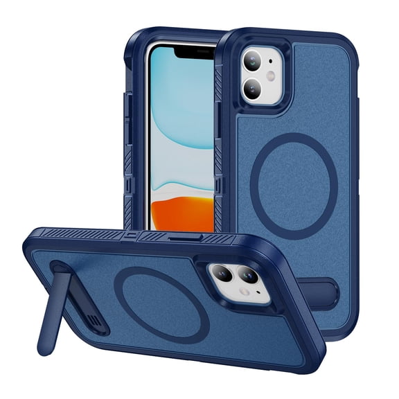 Dteck Magnetic & Seamless Stand for iPhone 11, Compatible with MagSafe, Military Grade Drop Protection, Slim Frosted Rugged Kickstand Phone Case for iPhone 11,Blue