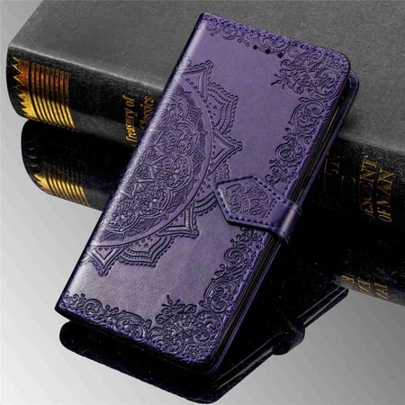Dteck Magnetic Shock-Proof Premium PU leather wallet Case with Kickstand and Flip Cover For Samsung Galaxy A10 / M10 SM-M105, Purple
