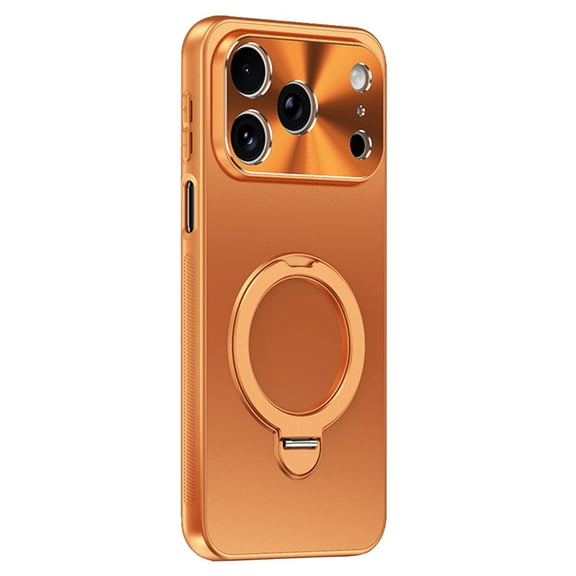 Dteck Magnetic Stand Case for iPhone 17 Pro Max, Compatible with MagSafe, Rotatable Flexible Ring Holder Phone Cover with Metal Camera Protection,Orange