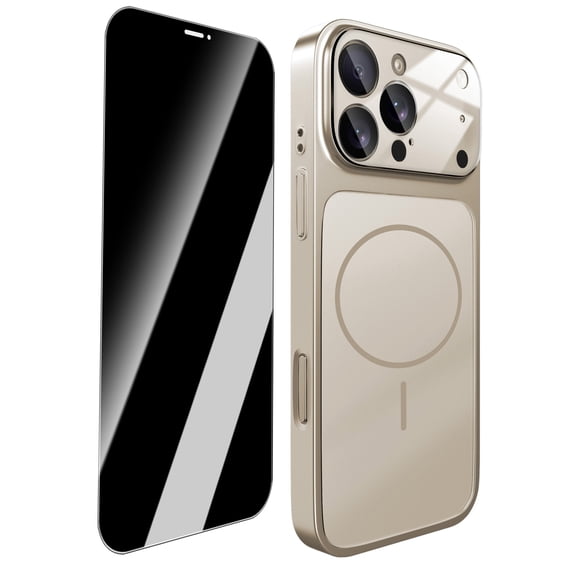 Dteck Magnetic Suction Case for iPhone 17 with Anti Spy & Auto Installation Privacy Screen Protector, Glass Camera Protection Slim Phone Cover Support Wireless Charging, Gray