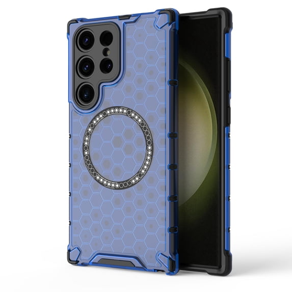 Dteck Magnetic Transparent Case for Samsung Galaxy S24 Ultra, Compatible with MagSafe Wireless Charging Slim Anti-Scratch Shockproof Soft TPU Rubber Cover Case, Blue