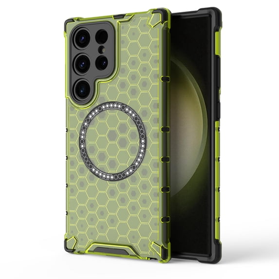 Dteck Magnetic Transparent Case for Samsung Galaxy S24 Ultra, Compatible with MagSafe Wireless Charging Slim Anti-Scratch Shockproof Soft TPU Rubber Cover Case, Green