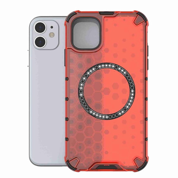Dteck Magnetic Transparent Case for iPhone 11, Compatible with MagSafe Wireless Charging Slim Anti-Scratch Shockproof Soft TPU Rubber Cover Case, Red