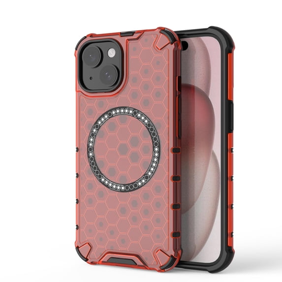 Dteck Magnetic Transparent Case for iPhone 16, Compatible with MagSafe Wireless Charging Slim Anti-Scratch Shockproof Soft TPU Rubber Cover Case, Red