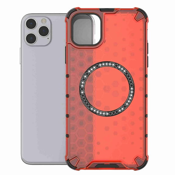 Dteck Magnetic Transparent Case for iPhone 11 Pro Max, Compatible with MagSafe Wireless Charging Slim Anti-Scratch Shockproof Soft TPU Rubber Cover Case, Red