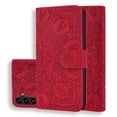 thumbnail image 1 of Dteck Magnetic Wallet Case for Samsung Galaxy A13 5G 2021,PU Leather Case Floral Pattern Embossed Purse Kickstand Flip Cover Card Holders Hand Strap for Samsung Galaxy A13 5G,Red, 1 of 4