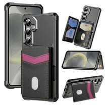 Dteck Magnetic Wallet Case for Samsung Galaxy S25 FE,Shockproof Leather Silicone Case RFID Blocking Card Slots Wallet Back Cover For Galaxy S25 FE,Black