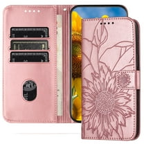 Dteck Magnetic Wallet Case for iPhone 13,Flower Pattern Leather Case Built-in Card Slots Shockproof Kickstand Cover for iPhone 13,Rosegold