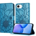 thumbnail image 1 of Dteck Magnetic Wallet Case for iPhone 16e,Flower Pattern Leather Case Built-in Card Slots Shockproof Kickstand Cover for iPhone 16e,Blue, 1 of 6