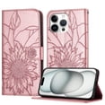thumbnail image 1 of Dteck Magnetic Wallet Case for iPhone 16 Pro Max,Flower Pattern Leather Case Built-in Card Slots Shockproof Kickstand Cover for iPhone 16 Pro Max,Rosegold, 1 of 6