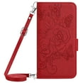 thumbnail image 1 of Dteck Magnetic Wallet Crossbody Case for iPhone 15 Plus,Flower Pattern Leather RFID Blocking Card Slots Cash Pocket Case Shockproof Kickstand Cover with Shoulder Strap/Wrist Strap,Red, 1 of 7