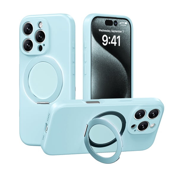 Dteck Magnetic for iPhone 12 Pro Max Case, Liquid Silicone Extreme Soft Slim Phone Case with Stand Compatible with MagSafe for iPhone 12 Pro Max,Blue