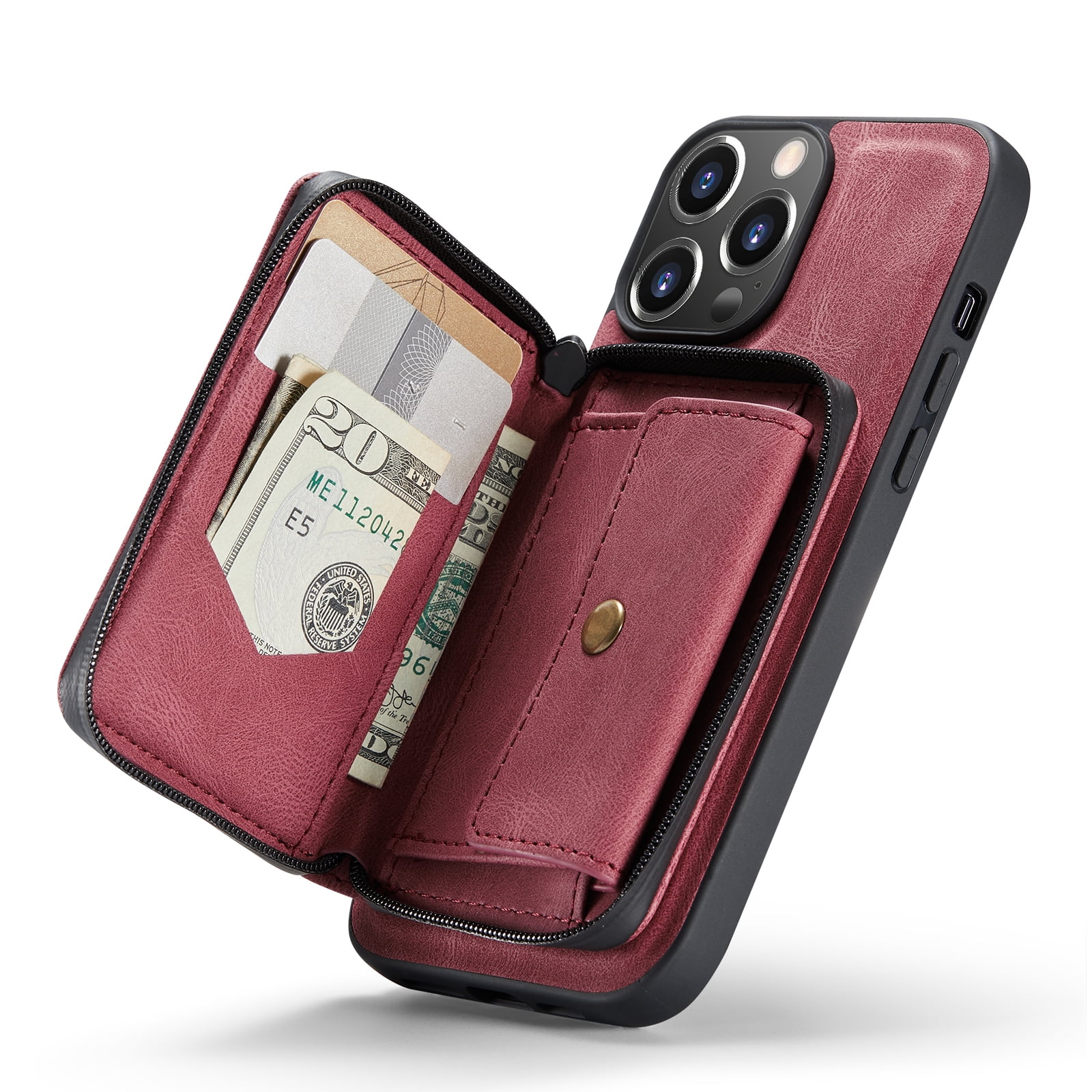 M-Plateau Phone Wallet,Card Holder for Phone Case with with Zipper Coin Purse and Cell Phone Lanyard Work with iPhone 14 and Most of Smart Cell