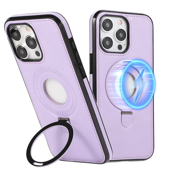 Dteck Magnetic for iPhone 16 Pro Leather Case with Invisible Stand, Compatible with MagSafe, Slim Kickstand Phone Cover for iPhone 16 Pro,Purple