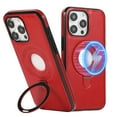 thumbnail image 1 of Dteck Magnetic for iPhone 16 Pro Leather Case with Invisible Stand, Compatible with MagSafe, Slim Kickstand Phone Cover for iPhone 16 Pro,Red, 1 of 9