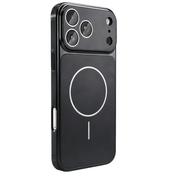 Dteck Magnetic for iPhone 17 Pro Max Case, Compatible with MagSafe, Brushed Finish Matte Shockproof Cover with Full Camera Lens Protector,Black