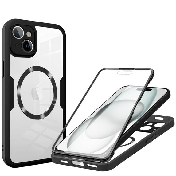 Dteck Magnetic for iPhone 11, Dustproof Design Compatible with MagSafe, Built-in Screen Protector Camera Protection Double Sides Full Body Protective Clear Cover for iPhone 11,Black
