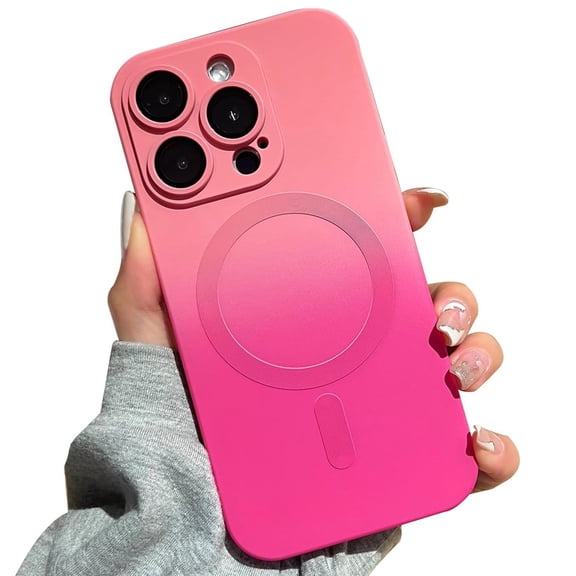 Dteck Magnetic iPhone 12 Pro Max Case Compatible with MagSafe, Cute Gradient Bi-Color Case for Women Men, Soft TPU Shockproof Slim Cover with Camera Lens Protector for iPhone 12 Pro Max,Pink Red