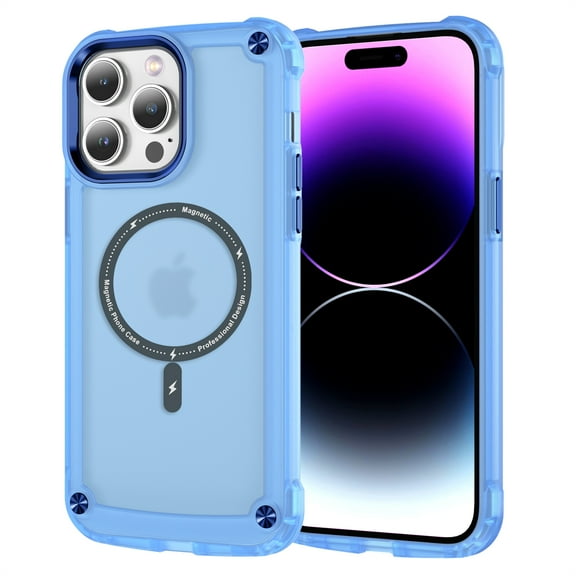 Dteck Magnetic for iPhone 12 Pro Max Case, Military Grade Drop Protection, Compatible with MagSafe, Slim Protective Translucent Matte Phone Case for iPhone 12 Pro Max,Blue