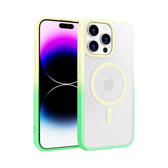 Dteck Magnetic for iPhone 13 Pro Max Compatible with MagSafe, Translucent Matte Phone Case for iPhone 13 Pro Max Slim Fit Shockproof Women Men Protective Cover,Yellow Green