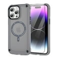 thumbnail image 1 of Dteck Magnetic for iPhone 14 Case with Tempered Glass Screen Protector, Compatible with MagSafe, Military Grade Drop Protection Slim Protective Translucent Matte Cover for iPhone 14,Gray, 1 of 8