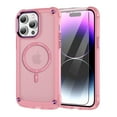 thumbnail image 1 of Dteck Magnetic for iPhone 14 Case with Tempered Glass Screen Protector, Compatible with MagSafe, Military Grade Drop Protection Slim Protective Translucent Matte Cover for iPhone 14,Pink, 1 of 8
