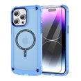 thumbnail image 1 of Dteck Magnetic for iPhone 14 Case with Tempered Glass Screen Protector, Compatible with MagSafe, Military Grade Drop Protection Slim Protective Translucent Matte Cover for iPhone 14,Blue, 1 of 8